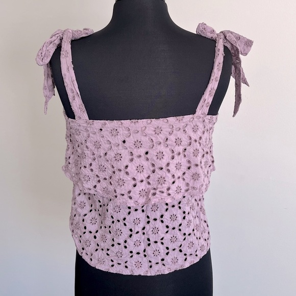 American Eagle Outfitters Eyelet Ruffle Tie Tank Top - Picture 8 of 12
